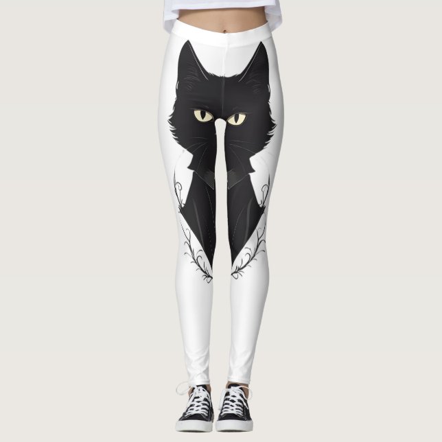 Salem's Enchanted Black Cat Leggings (Front)