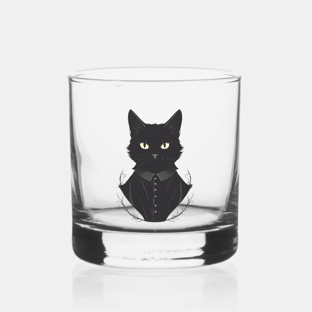 Salem's Enchanted Black Cat Whiskey Glass (Front)