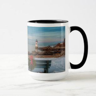 Salem's Winter Island Lighthouse at Christmas Mug
