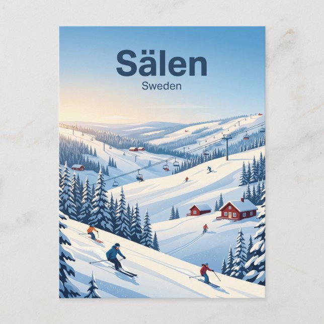 Sälen Ski Area Sweden Postcard (Front)
