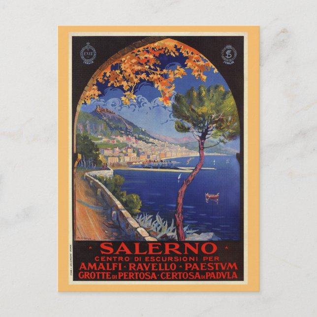 Salerno Italy vintage summer travel ad Postcard (Front)