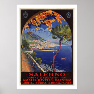 Salerno Italy vintage summer travel ad Poster
