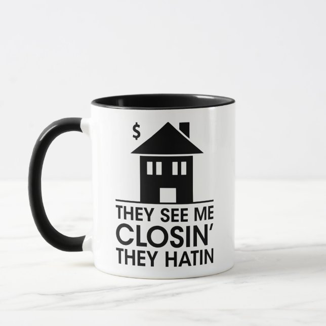 Sales humour, They See Me Closing they hating, gif Mug (Left)