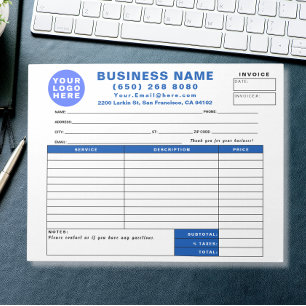 Sales Invoice Form Custom Printed with Your Info Notepad