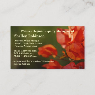 Sales or Administrative Poppy Coloured Flowers on Business Card