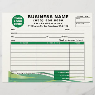 Sales Receipt Quotation Invoice Service Form Custom Letterhead