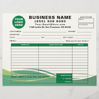 Sales Receipt Quotation Invoice Service Form Custom Letterhead