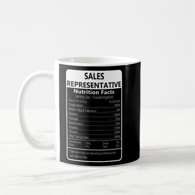 Sales Representative Nutrition Facts Sarcastic  Coffee Mug (Left)