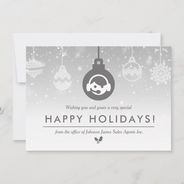 Sales + Tech Support Agents | Minimal Holiday Thank You Card (Front)