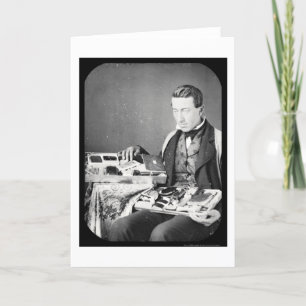 Salesman Displaying His Wares Daguerreotype 1852 Card