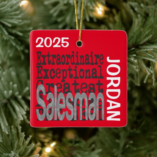 Salesman Extraordinaire CUSTOM Ceramic Ornament (Tree)