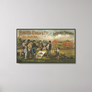 Salesman In Field With Farmer Selling Farm Machine Canvas Print