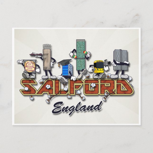 Salford cartoon characters postcard (Front)