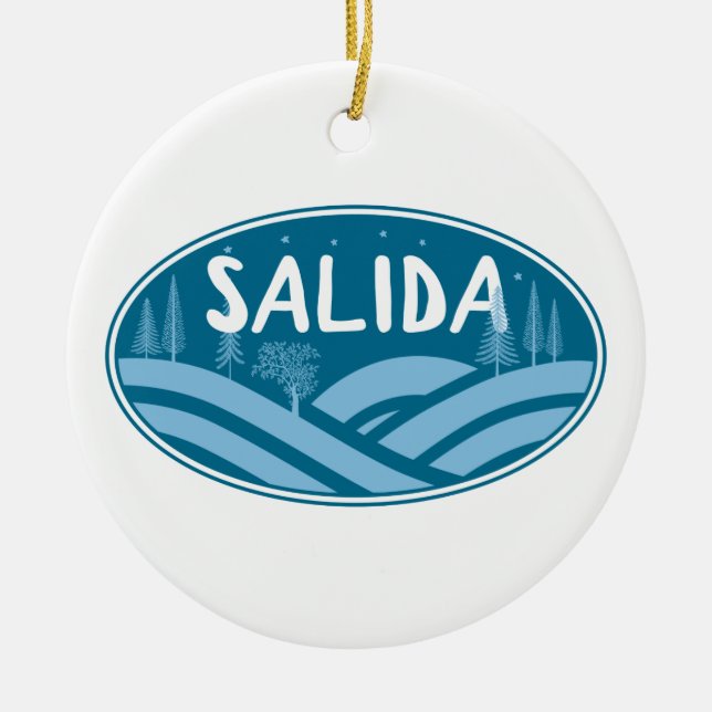Salida Colorado Outdoors Ceramic Tree Decoration (Front)