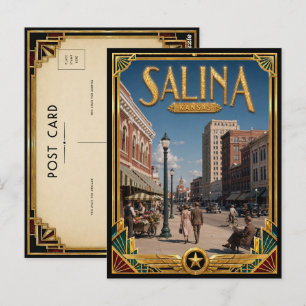 Salina Kansas Vintage Art Deco Golden Age Postcard