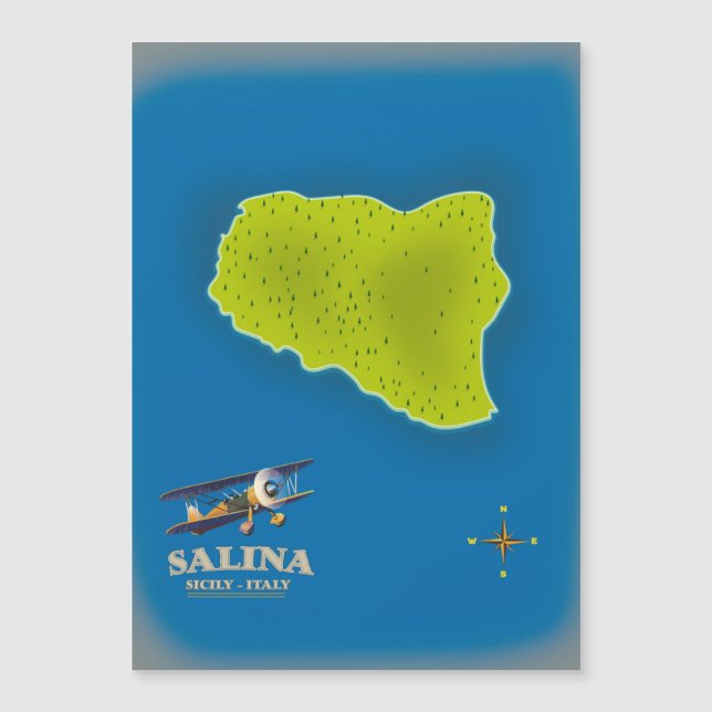 Salina, Sicily map travel poster map (Front)
