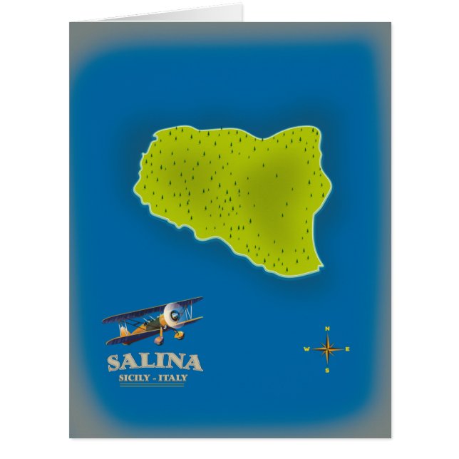 Salina, Sicily map travel poster map (Front)