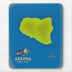 Salina, Sicily map travel poster map Mouse Pad
