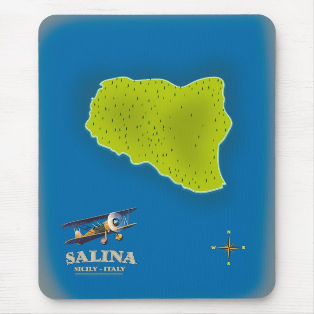 Salina, Sicily map travel poster map Mouse Pad (Front)