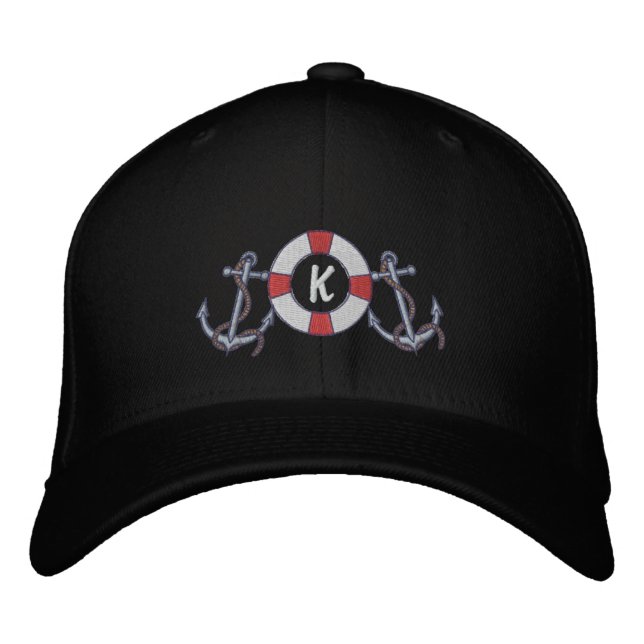 Saling Ring and Anchors Embroidered Hat (Front)