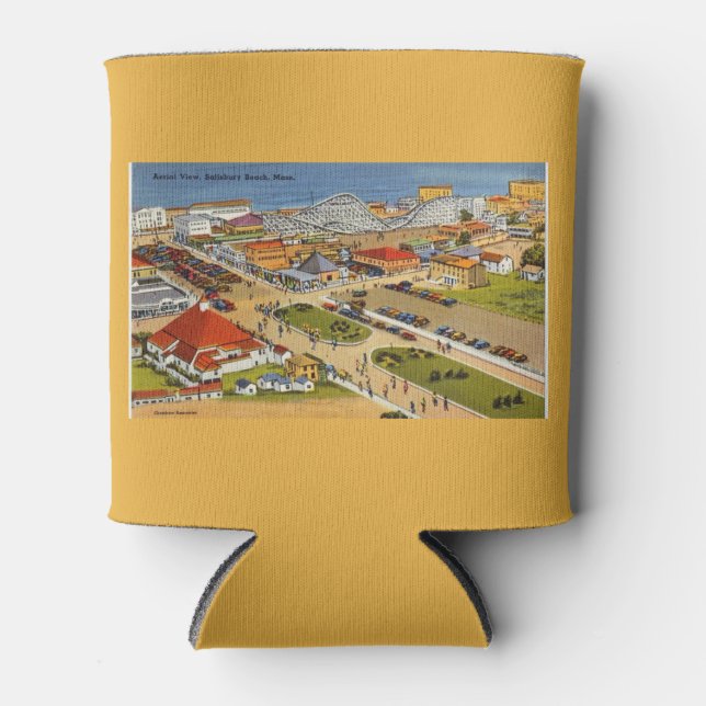 Salisbury Beach Vintage Postcard Can Cooler (Front)