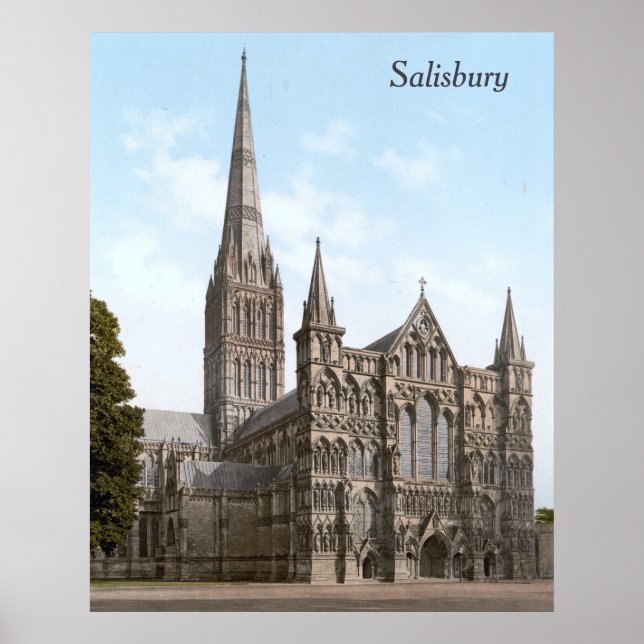 Salisbury Cathedral in England (c. 1900) Poster (Front)