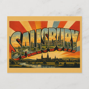 Salisbury England Vintage Travel Art Postcard