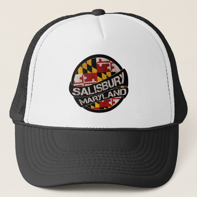Salisbury Maryland flag grunge trucker hat (Front)