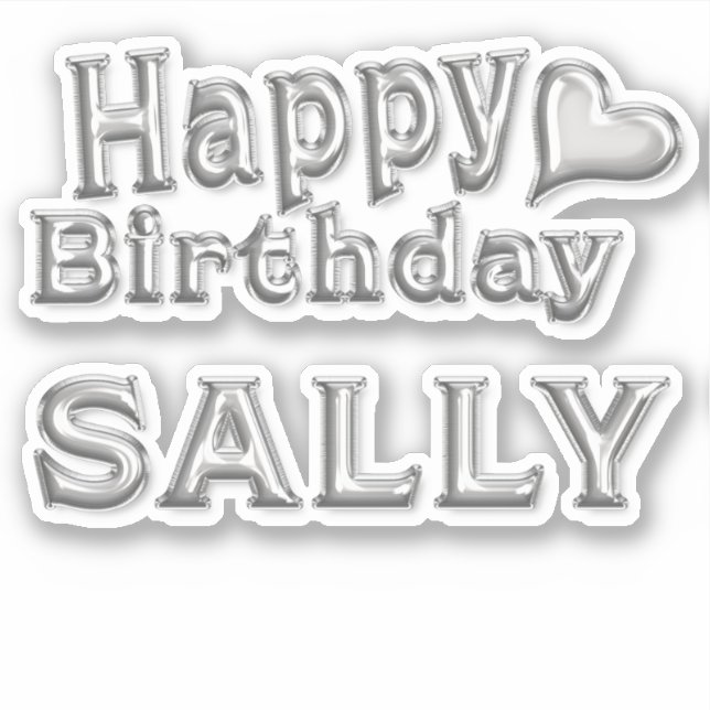 Sally Happy Birthday silver sticker sticker (Front)