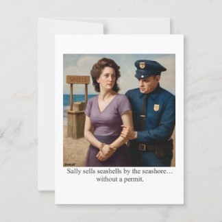 Sally sells seashells by the seashore postcard
