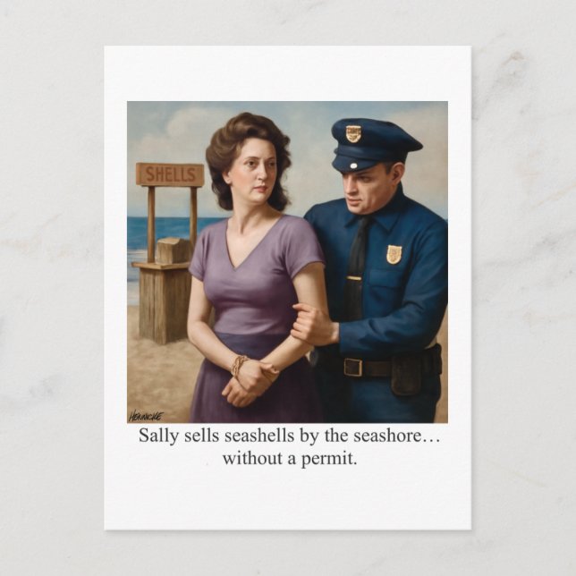 Sally sells seashells by the seashore postcard (Front)