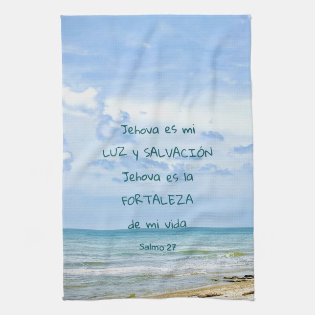 Salmo 27 Jehova Luz Salvación  Verso Bíblico  Tea Towel (Vertical)