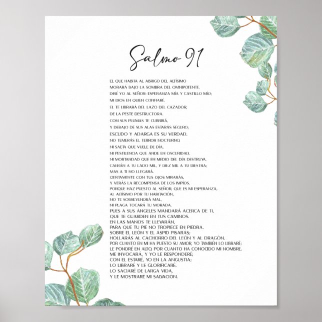Salmo 91 Póster, spanish bible verse Poster (Front)