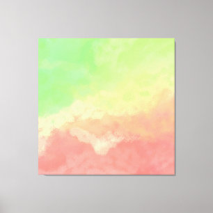 Salmon and Lime Abstract Clouds Canvas Print