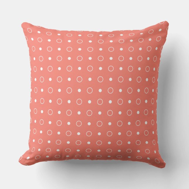 Salmon and white dots  cushion (Front)