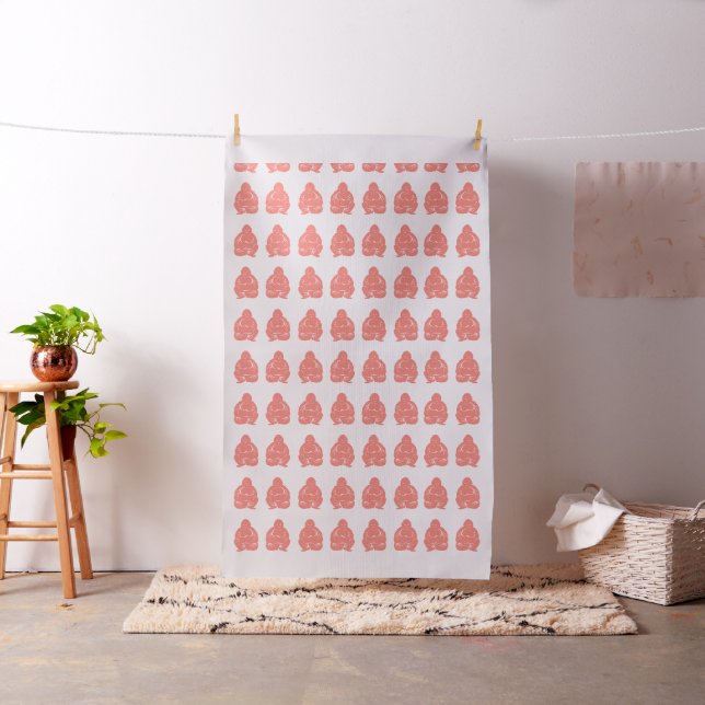 Salmon Asian Moods Buddah Boys - Large Scale Fabric (In Situ)