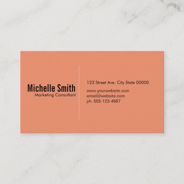 Salmon background with Divider Line Business Card (Front)