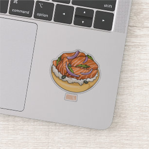 Salmon bagel cartoon illustration