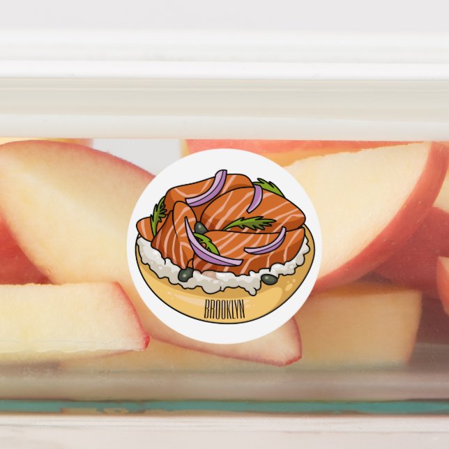 Salmon bagel cartoon illustration  (Affixed)