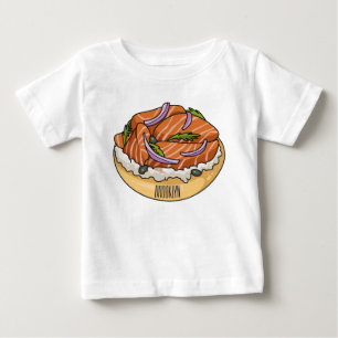 Salmon bagel cartoon illustration  baby T-Shirt