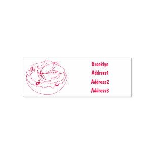 Salmon bagel cartoon illustration  self-inking stamp