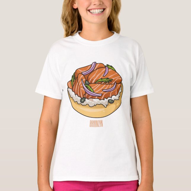 Salmon bagel cartoon illustration  T-Shirt (Front)