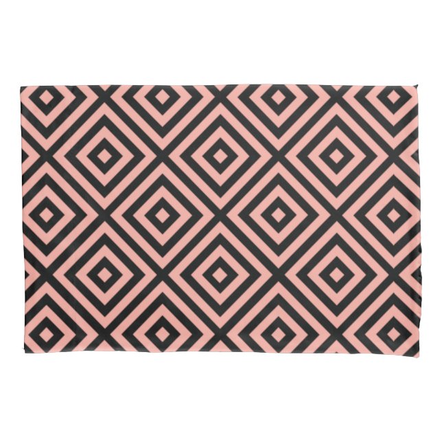 Salmon Black Diamond Pattern Pillowcase (Front-Left)