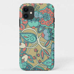 Salmon & Blue Floral iPhone 11 Case