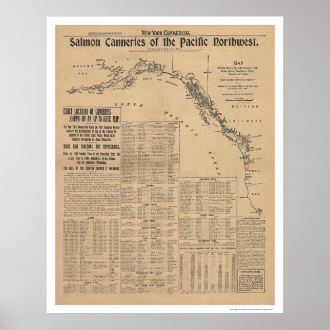 Salmon Canneries of the Pacific Northwest 1901 Poster (Front)