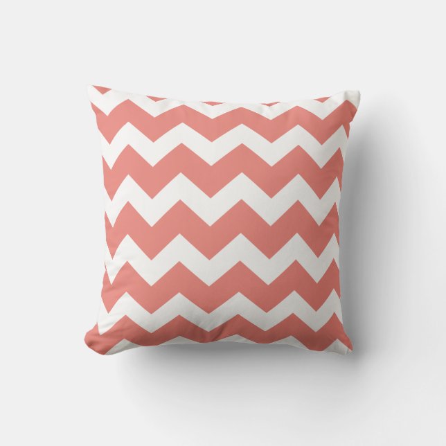 Salmon Chevron Throw Pillow (Front)