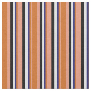 Salmon, Chocolate, Midnight Blue, Lavender & Black Fabric