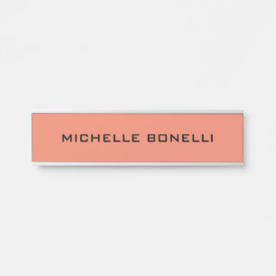 Salmon Colour Minimalist Plain Legible Modern Door Sign