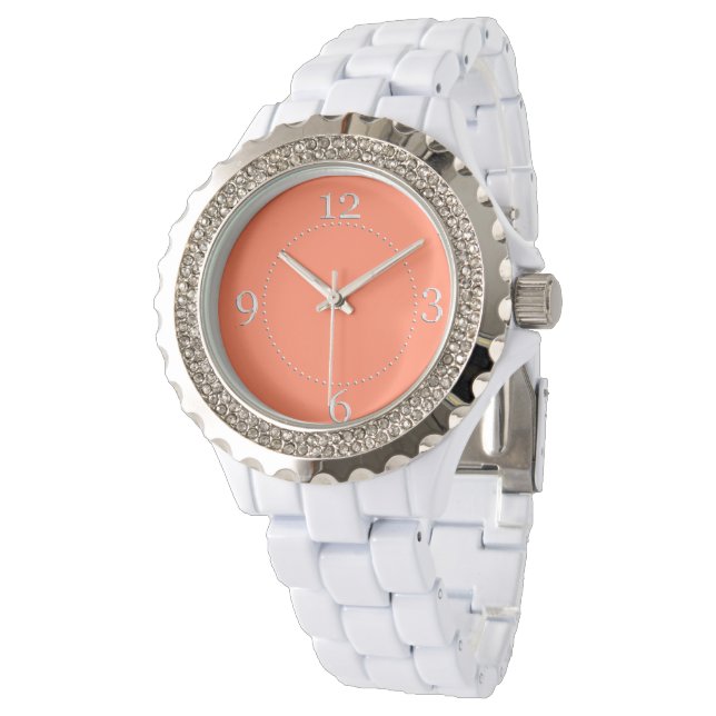 Salmon Coral Colour Decor Watch Ready to Customise (Angled)
