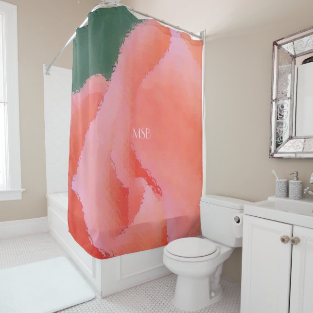 Salmon Curves and Folds Shower Curtain (In Situ)